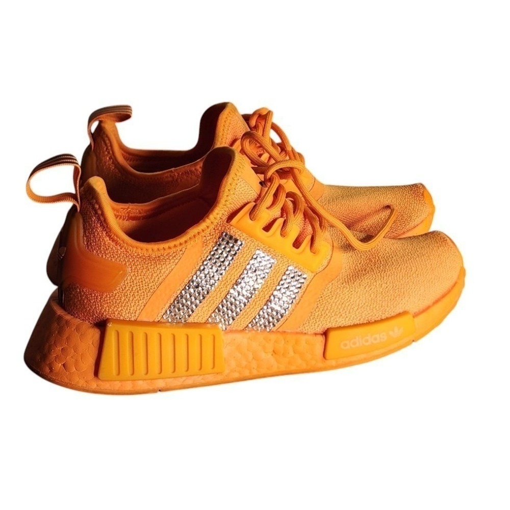 Adidas NMD_R1 Bright Orange Crystal Embellished Sneakers Women's Size 5